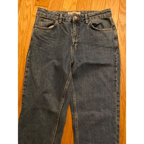 Topshop Moto Mom womens mid wash high rise straight leg rolled hem jeans W30 L32 - Picture 3 of 10